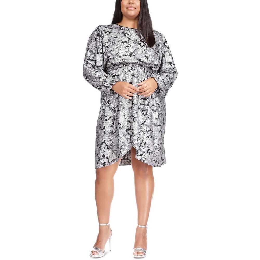 MICHAEL Michael Kors Paisley Foil Print Cocktail Dress Plus Size 0X